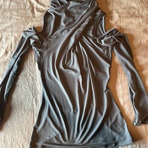 Mock neck cold shoulder top